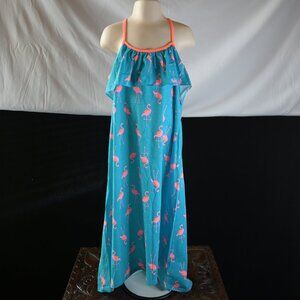 total girl Blue and Pink Flamingos Sundress Size L 14
